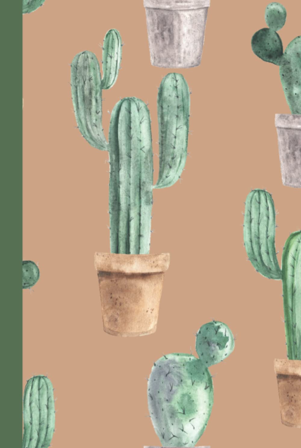 Brown Prickly Cactus Flower Plant in a Pot Design Notebook: Deluxe Journal Hardcover 6x9 College Ruled Notepad, Planner, Diary for School, Office, Home, Outdoor, Nature. 200 pages