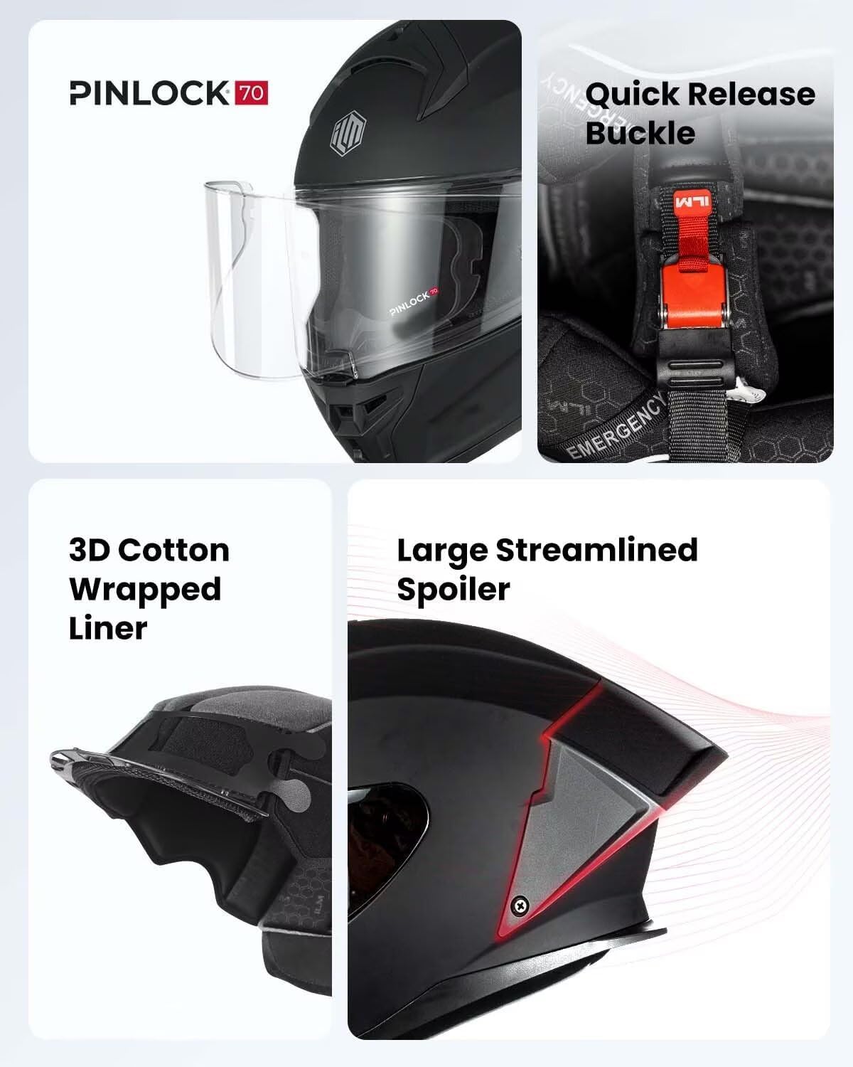 ILM Motorcycle Helmets Full Face for Men Women with Pinlock Powersports Street Racing Cascos para Motos DOT Model MF510