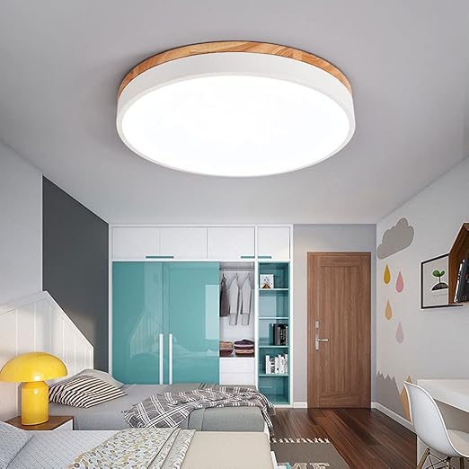 SHUANGZ Inbouw Plafondarmatuur LED-plafondlamp 24W Koud Wit 6000K Houten Plafondlamp 2400LM Kantoorplafondlamp Ø30cm*7cm Ronde Moderne Inbouwplafondverlichting voor Keuken Woonkamer SHUANGZ photo 2