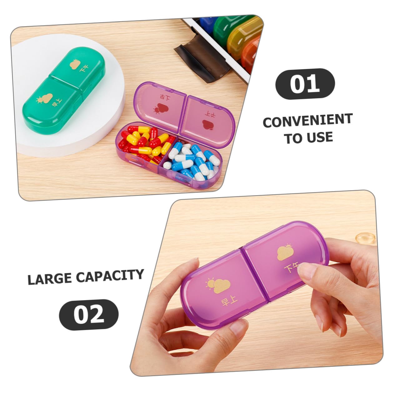 GANAZONO Portapillole Settimanale a 7 Scomparti in Abs e Pp | Contenitore Tascabile per Viaggio, Chiusura Ermetica, Design a Scomparti Multipli e Capienza Ampia