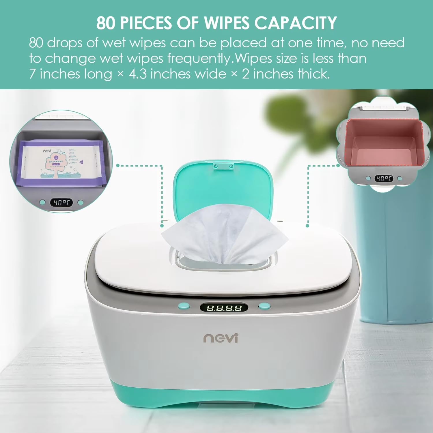 Podgrzewacz chusteczek nawilżanych, automatyczny dozownik 15 W z regulowaną temperaturą 40-50°C, ładowany przez USB, przenośne pudełko izolacyjne do chusteczek nawilżanych i masek na twarz
