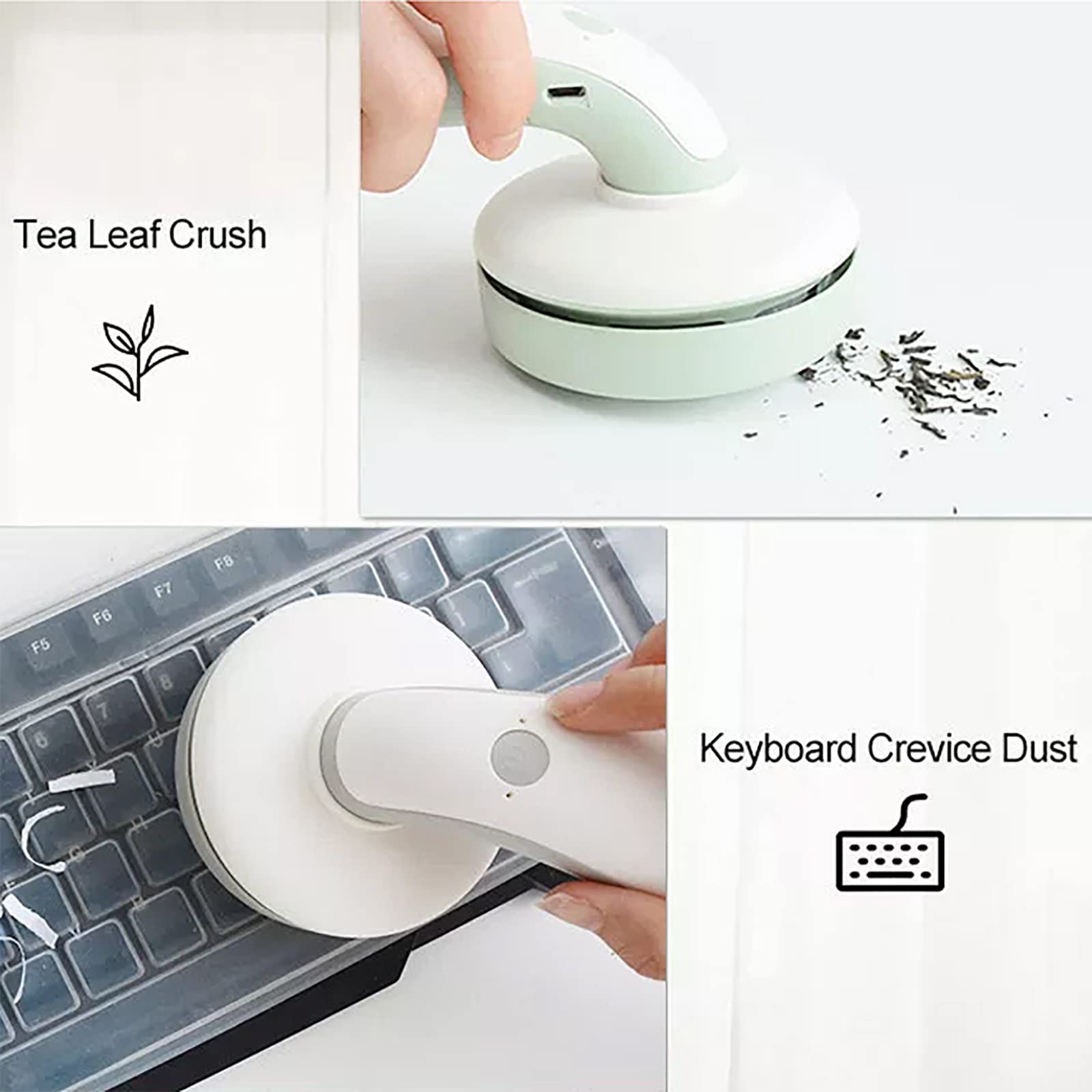 Mini Barredora De Polvo De Mesa De Mano, Aspiradora De Escritorio con Boquilla De Vacío, Limpiador De Polvo De Escritorio Inalámbrico De Carga USB Desmontable, para El Hogar, La Oficina