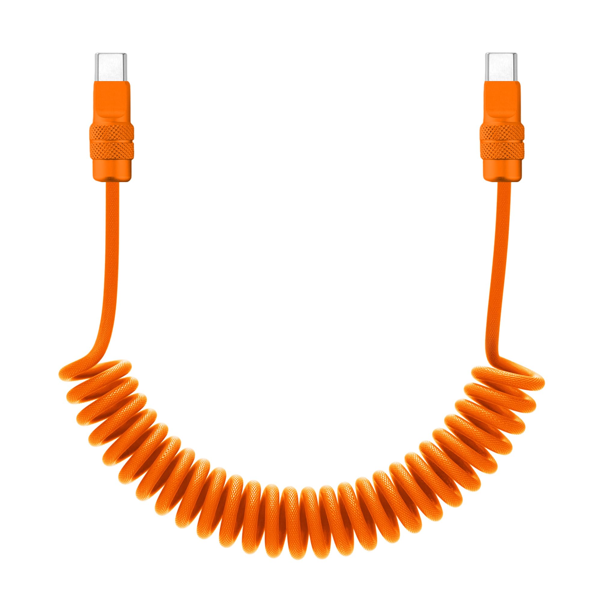 chubbycable Curly Chubby 240W Coiled USB C Fast Charging Cable Durable Braided Charger Cord for Car Compatible with iPhone 17-15 Series iPad, Orange+