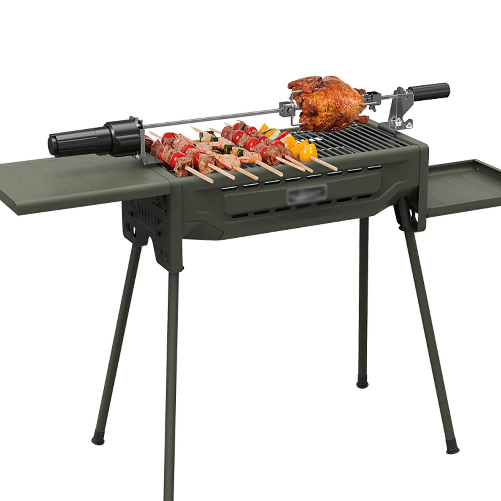 Barbecue Griglia Griglia a carbone pieghevole portatile Griglia all'aperto Bbq Grill Grande Superficie di cottura con forcella Forchetta e padella inferiore antiaderente per patio da picnic all'aperto