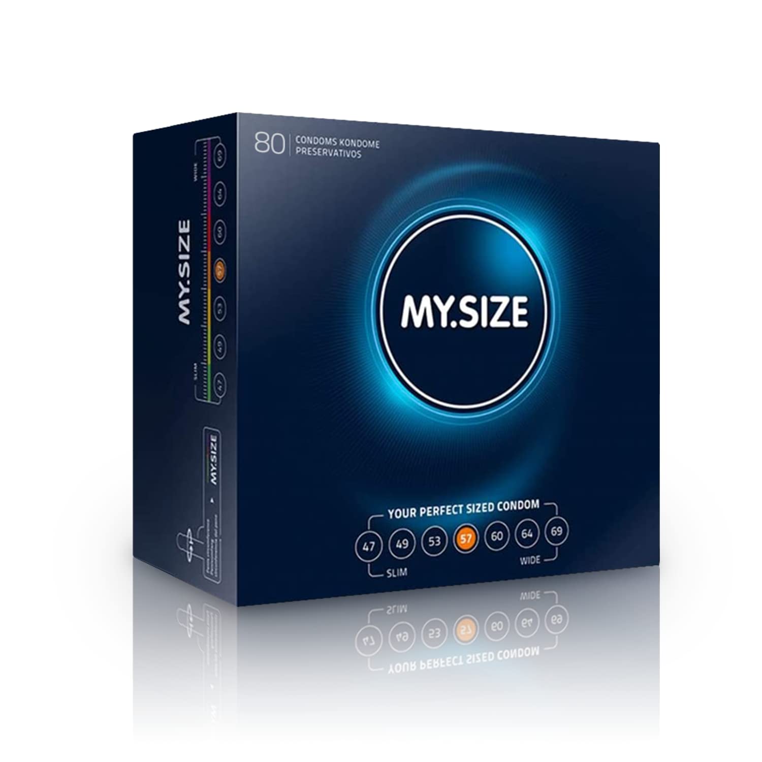 My Size Classic condoms 4 I 57 mm width I 80 pieces mega pack I premium condoms extra thin I condoms true to touch gossamer I thin 0.07 mm wall thickness I condoms vegan I condoms for men