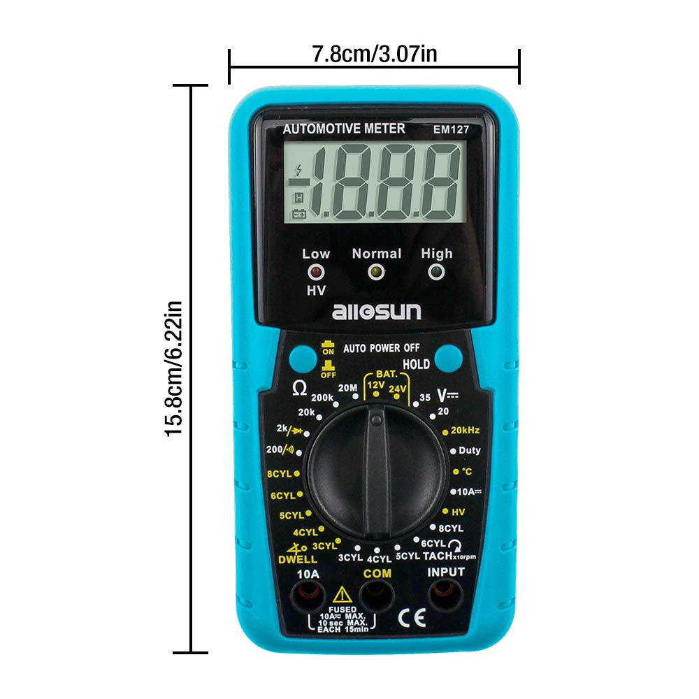 Buy allsun Automotive Multimeter DMM DC Volt Ohm Temp Frequency Diode
