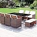 Homall 11 Pieces Patio Dining Sets Outdoor Furniture Patio Wicker Rattan Chairs and Tempered Glass Table Sectional Set Conversation Set Cushioned with Ottoman (Brown)