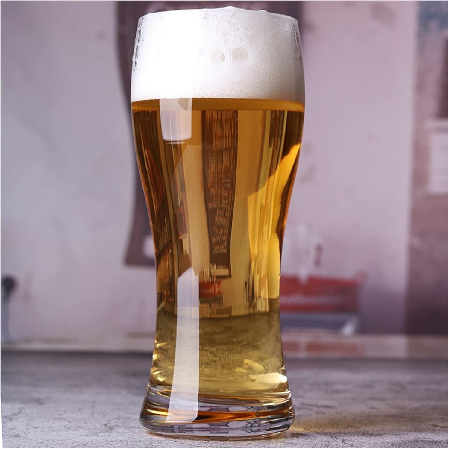 Verre à bière personnalisé Lot de 5 verres à bière classiques de 450 ml, verres ronds, solides et robustes, parfaits for les fêtes, gobelets réutilisables, chope à bière facile à nettoyer