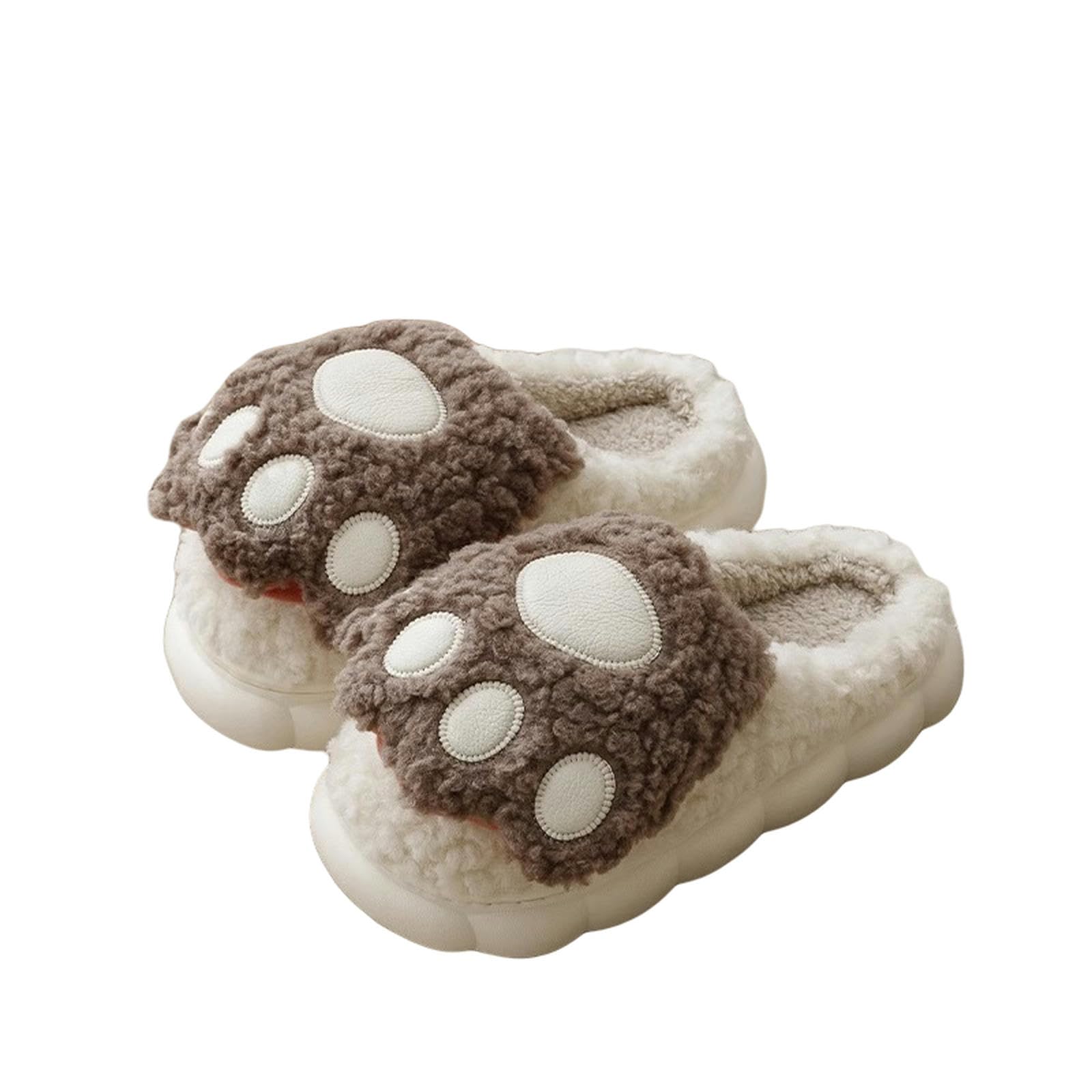 Pantofole Pantofole Scarpe in Casa Slifori di Peluche Calde Inverno con Suola in Gomma Anti-slip-caffè-42-43