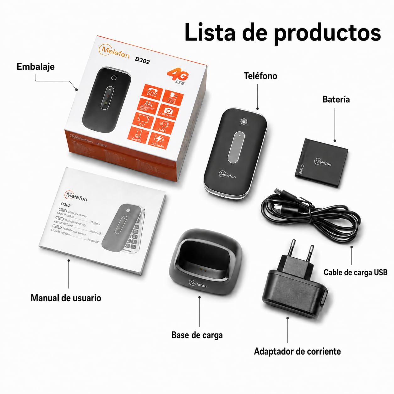 4G Teléfono Móvil de Tapa para Mayores,Botones y Teclas Grandes,Pantalla de 2,4 Pulgadas,Llamada Rápida,1350mAh Batería,Fácil Uso para Ancianos