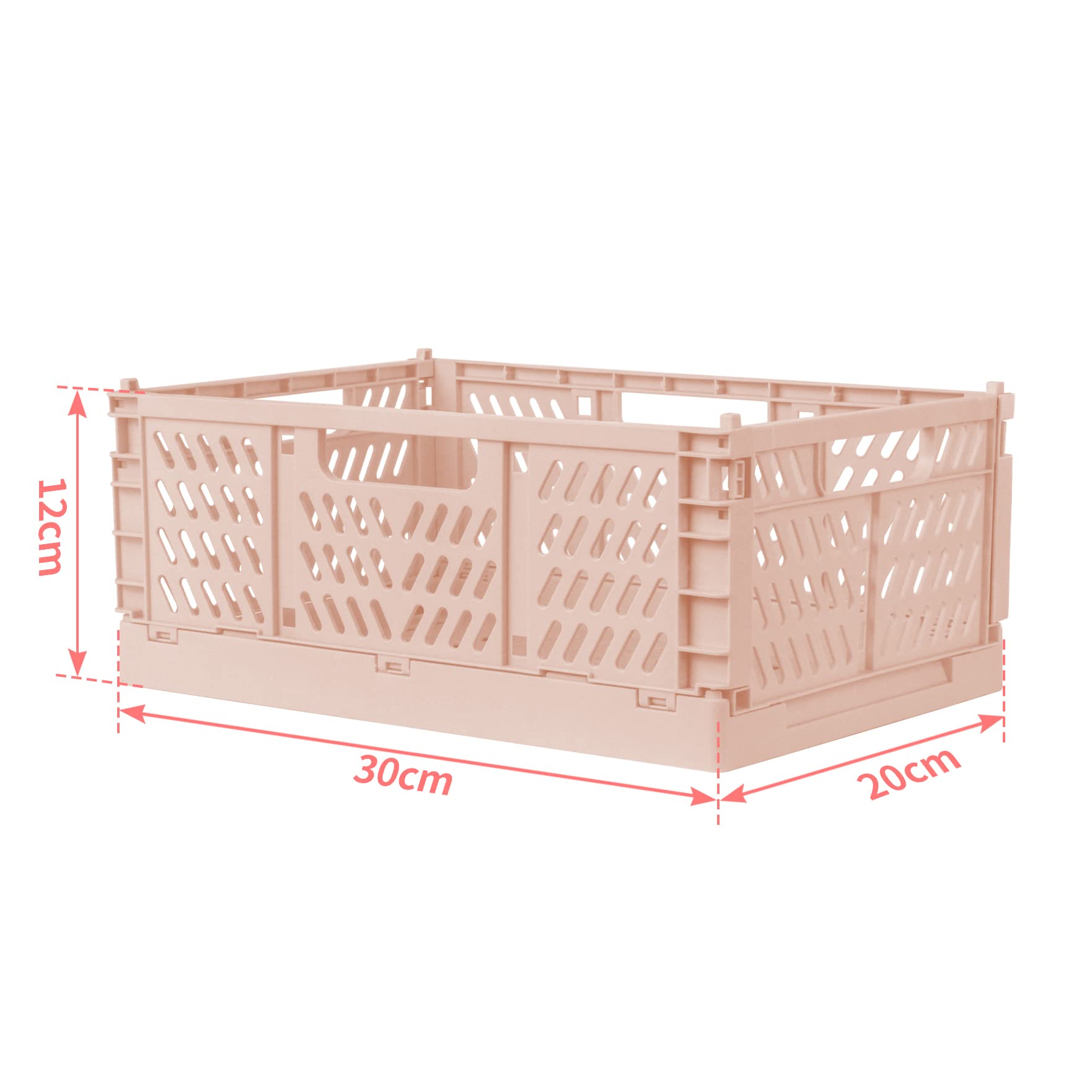 Spesh 2 Stücke Klappboxen Faltbar Aufbewahrungskorb Plastik Klappkisten Kunststoff Stabil Lagerkisten für Kinderzimmer,Küche,Arbeitszimmer (Rosa, 30*20*12cm)