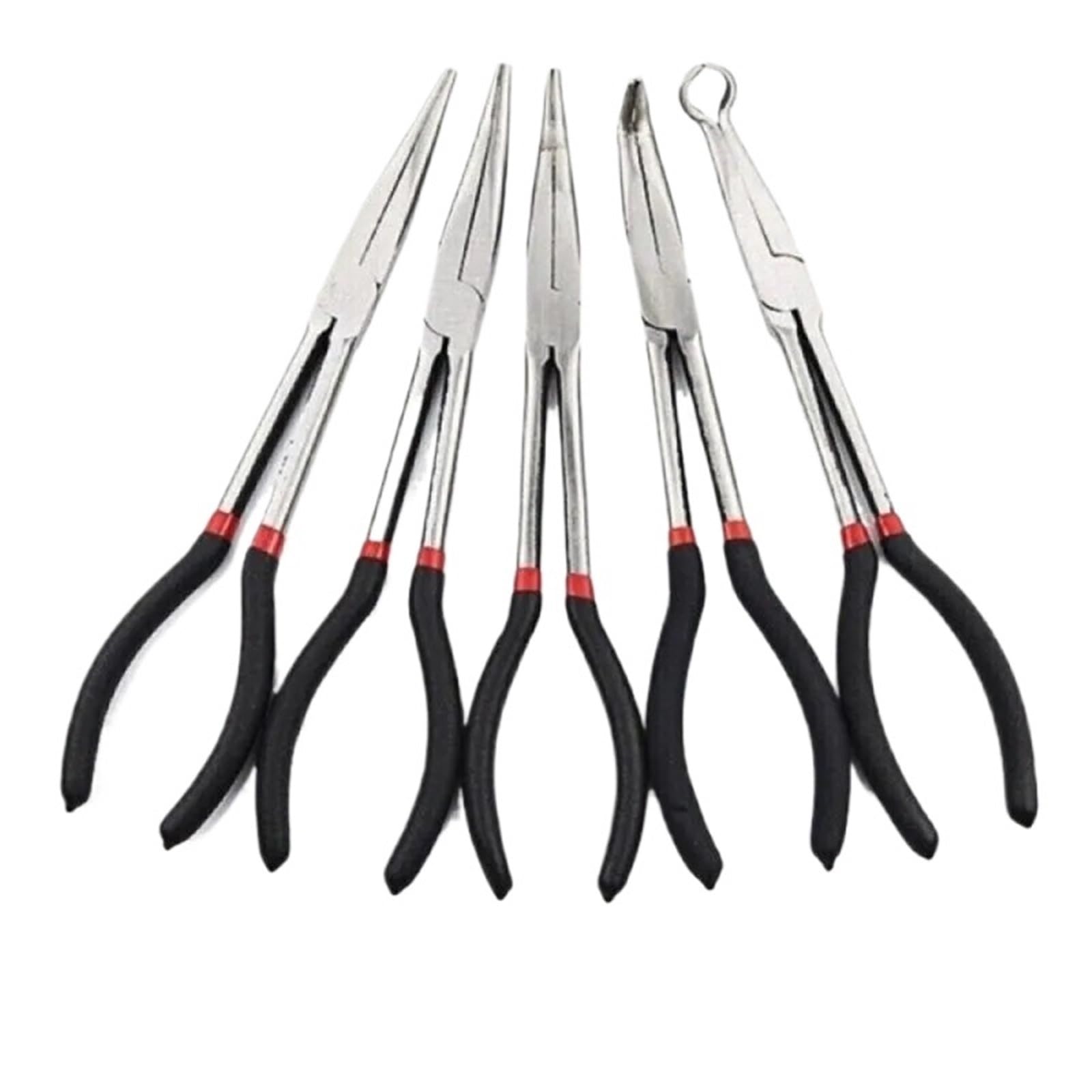 Set Di Pinze Pinze a becchi extra lunghi da 5 pezzi 11 pollici, set di utensili manuali con punta piegata a 45 e 90 gradi