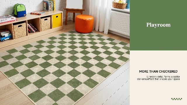 Tapete decorativo Kiginara 5x7 verde tablero miniatura 7