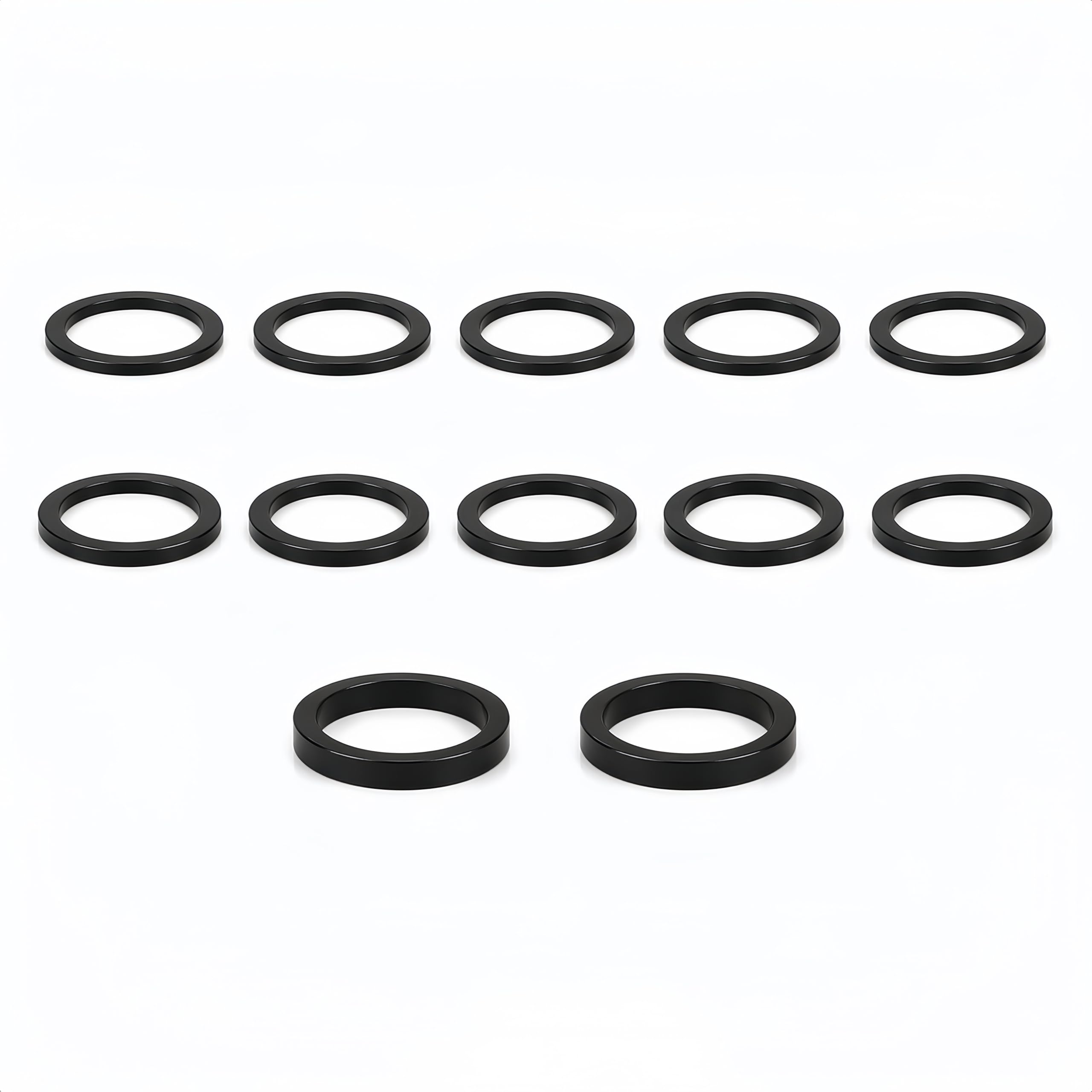 DJC Components 12 Pieces Bike Headset Alu Spacer Bicycle 25.4mm 1 Inch 5 3 2 mm, 3 Size, Bike Stem Adjusting Dust Cover Washer (Black(5pcs 2mm+5pcs 3mm+2pcs 5mm))
