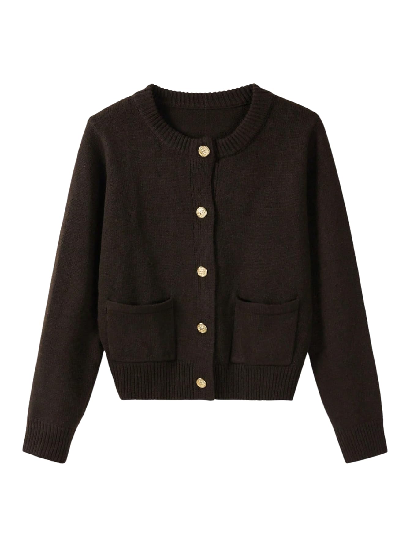 GORGLITTER Womens Button Down Cardigan Sweater Long Sleeve Crew Neck Old Money Sweaters with Pockets
