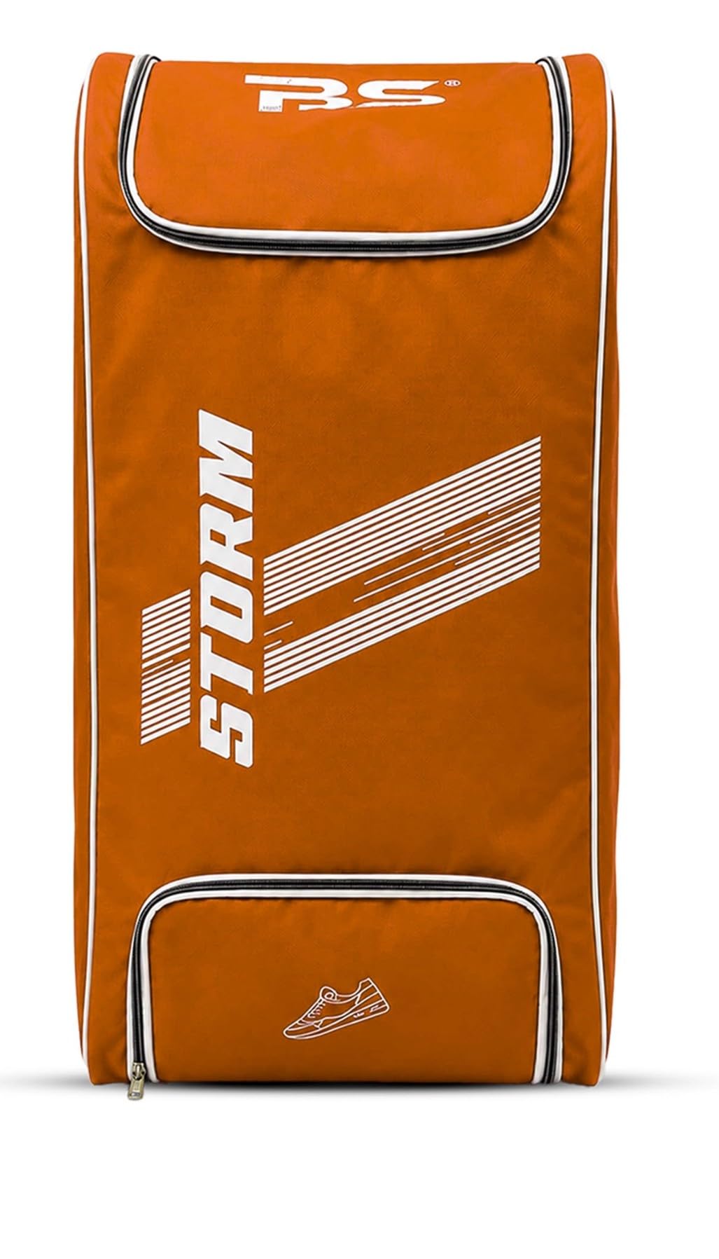 BARKHA BS Storm Heavy Duty Cricket Kit Bag with Wheel (Color-Orange) and Both Side Bat Pockets & Shoe Compartment | Padded Shoulder Straps & Extra Large Storage Duffle Bag for Cricketers (Full Size)-picture-25