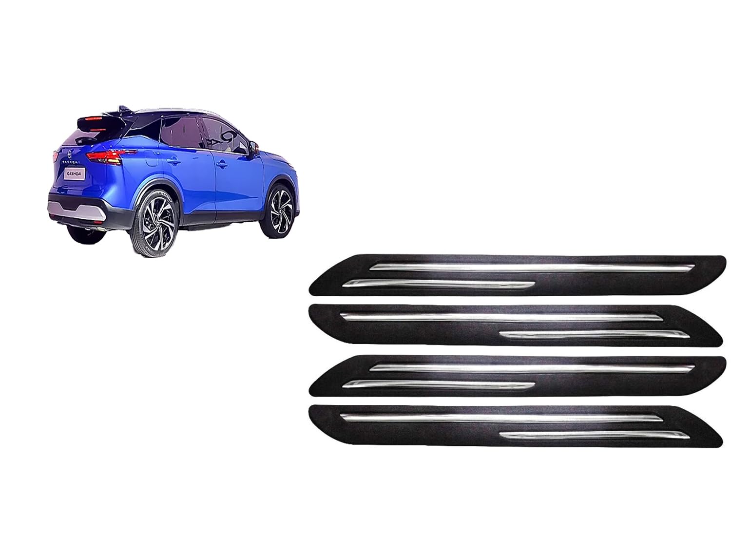 Car Accessories - Car Bumper Guard Scratch Protector Compatible with Nissan Qashqai Accessories All - Durable & Flexible Design (Set of 4 Pieces)