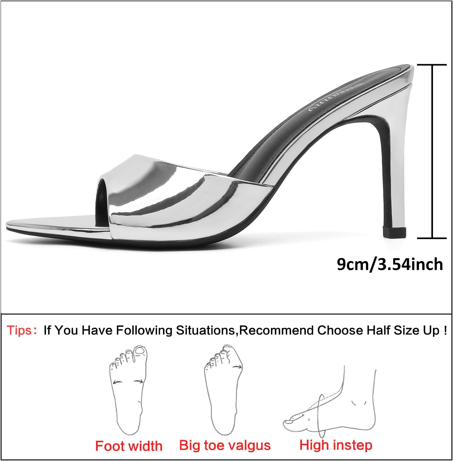 Susanny Women's Sandals Heels Mule High Heels Pointed Open Toe Sandals Sexy Slip on Heeled Summer Casual Wedding Prom Party Comfortable Dressy Shoes - Image 4
