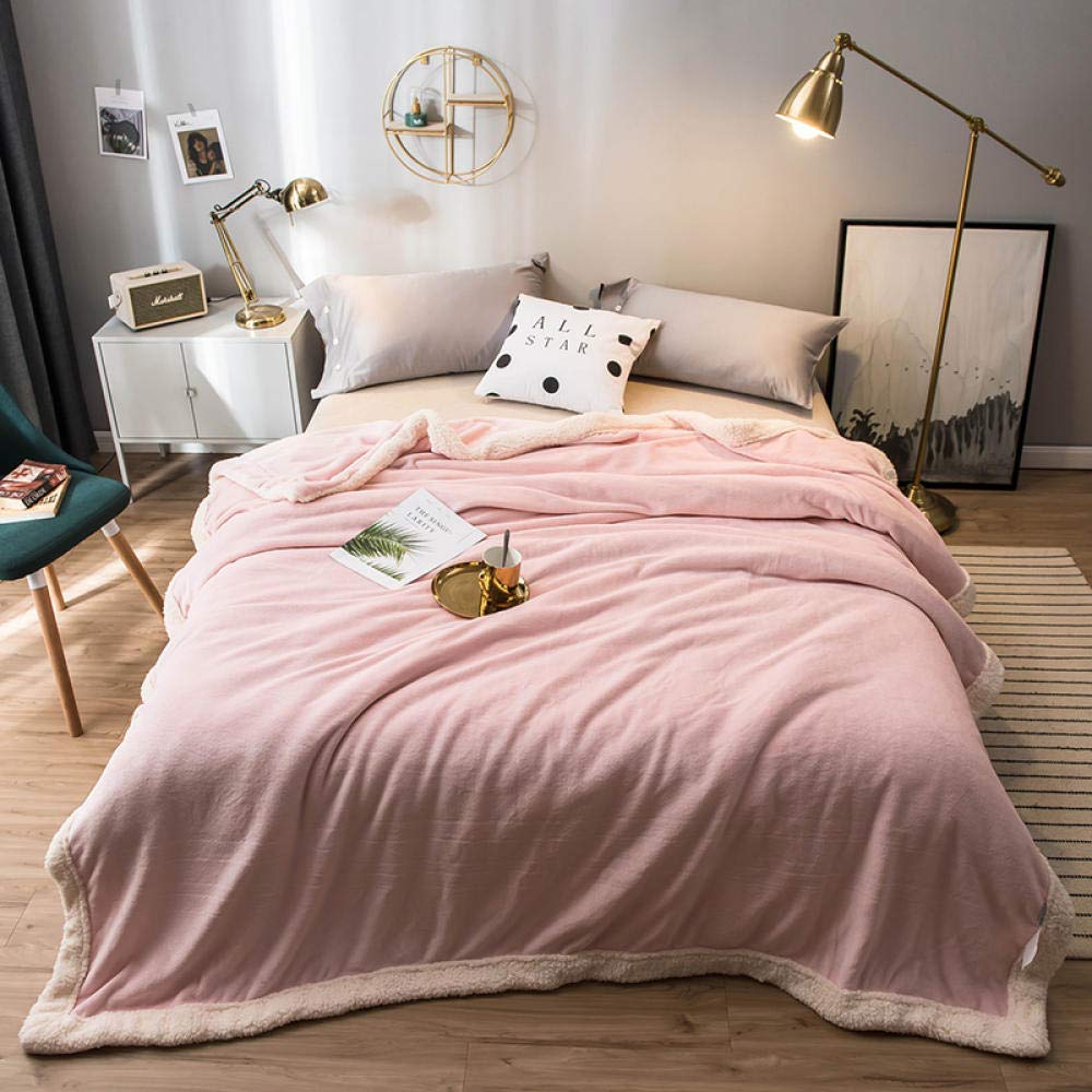 Blanket lamb cashmere solid color simple single sofa blanket office nap double bed@200 * 230cm_Vimy powder cxjff