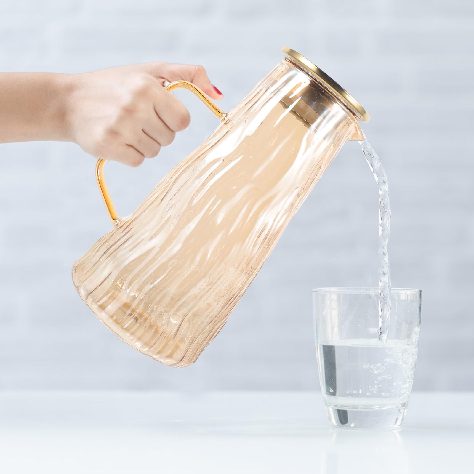 Jarra de Agua de Cristal 15 L Resistente al Calor y Frío Infusor para Té Helado y Zumos Dispensador Multifuncional para Nevera Jarra Tapa para Bebidas Infusionadas Casa