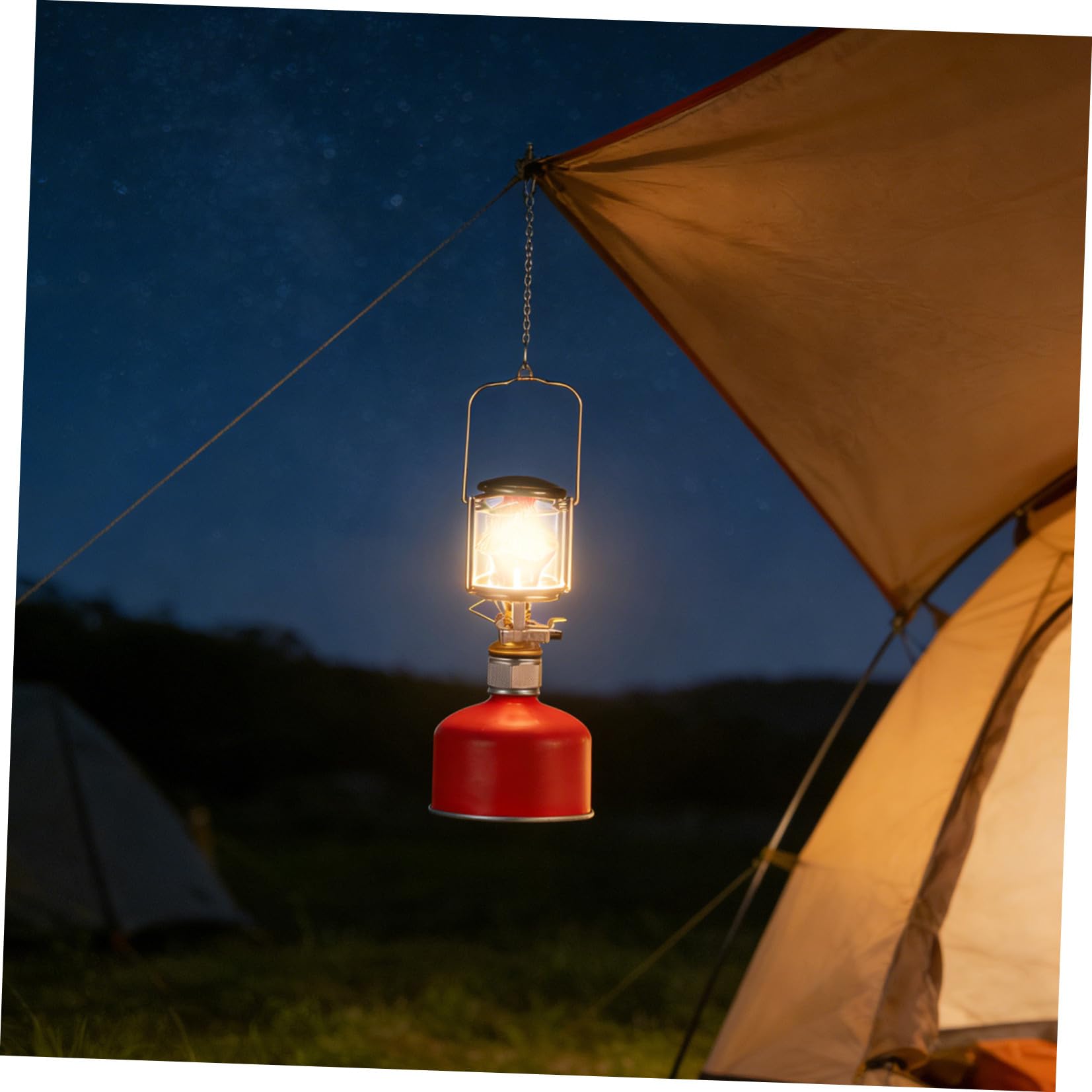 Tofficu Linterna de Gas para Iluminar Tiendas para Camping al Aire Libre con Iluminación de Propano, Cuerpo de Cobre y Nylon, Herramienta Portátil en Acampada