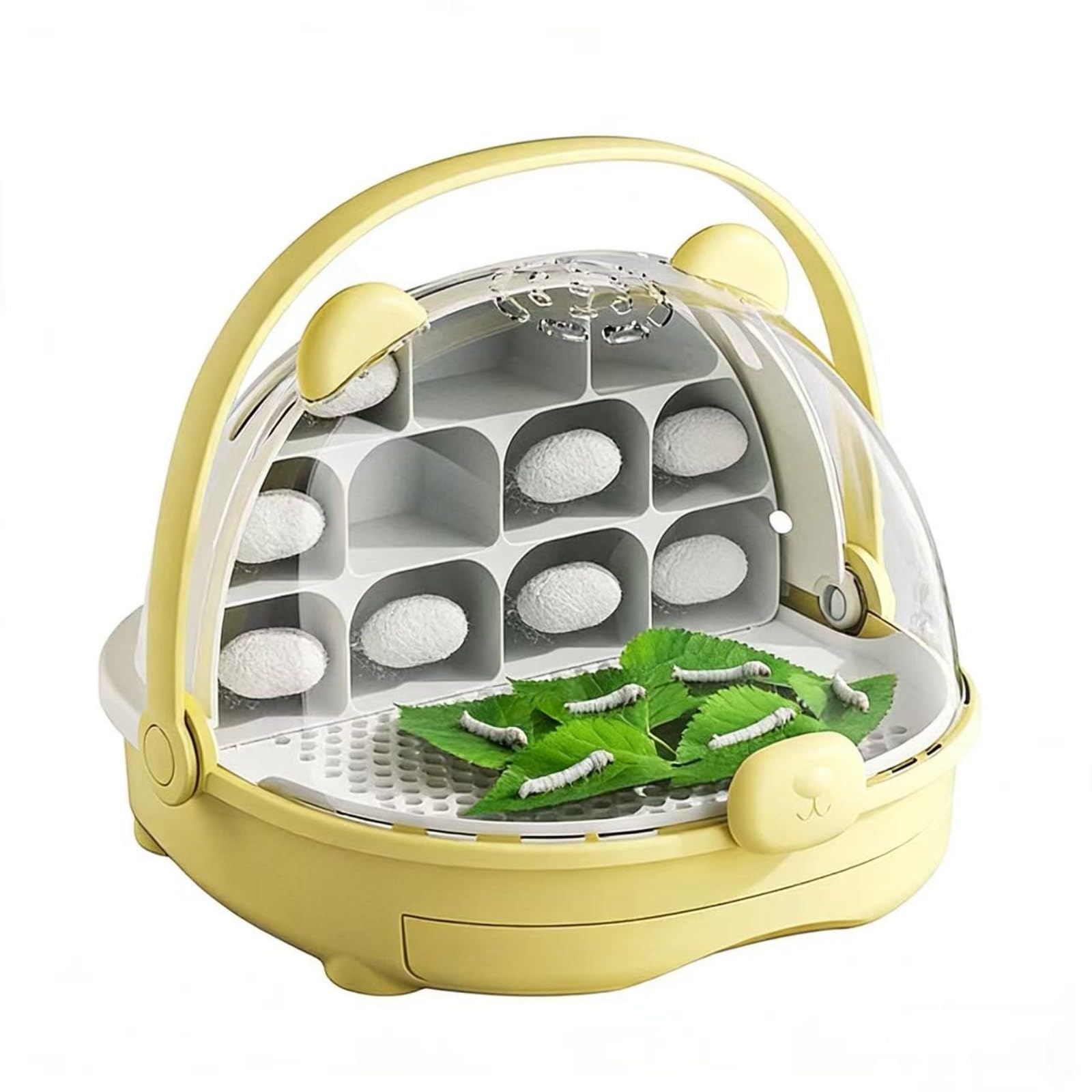 Cápsula para la cría Jaula para animalescaja Gusanos de Seda, terrario para Reptiles, Caja de alimentación portátil Transparente Tipo cajón Mejorada con asa. — view 9