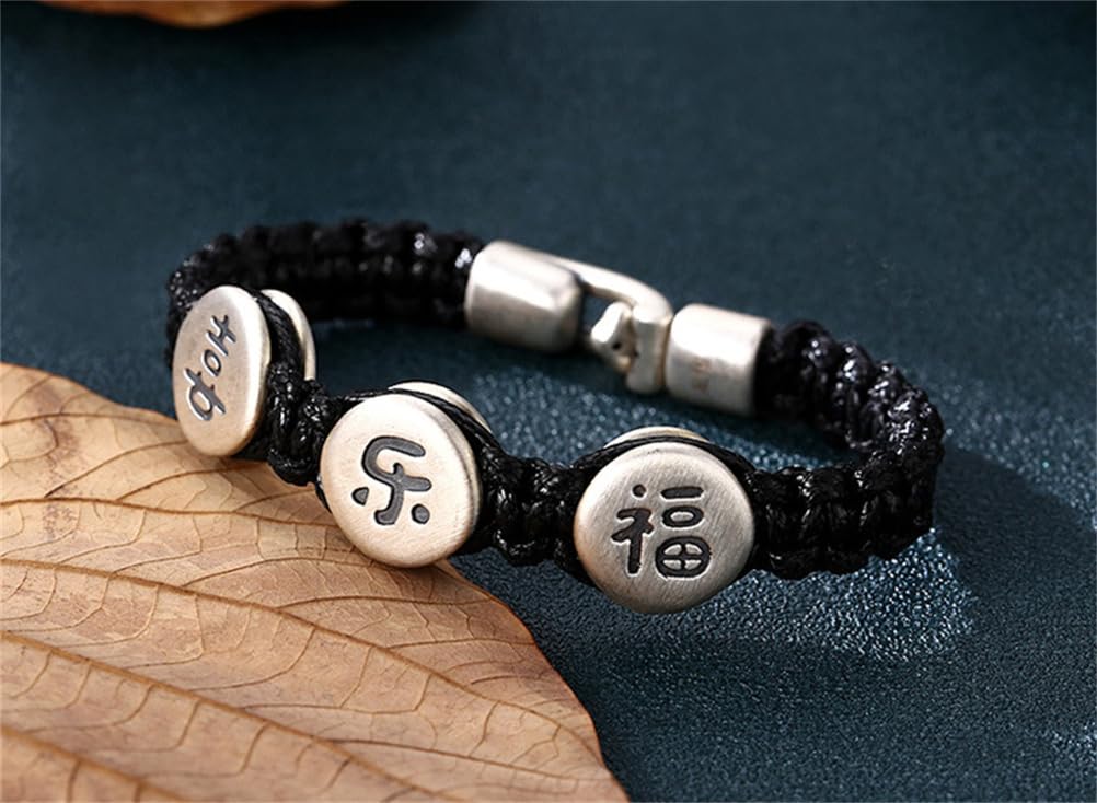 S925 Bracciale in Argento Sterling Con Testo in Corda Di Cuoio Intrecciata, Bracciale Intrecciato Di Moda Personalizzato Da Donna