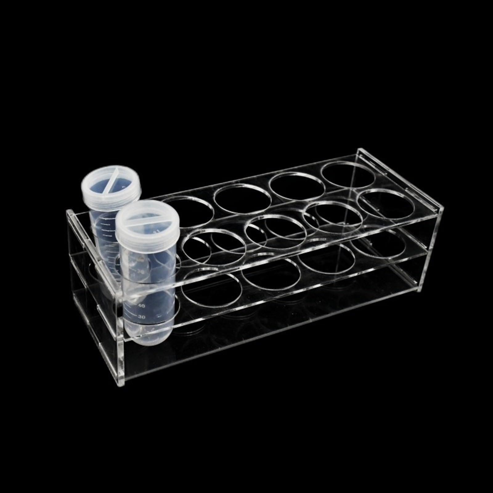 Tubos de ensayo vacíos transparentes con tapas, Rack de equipos de laboratorio for tubos de centrífuga de 100 ml Soporte for 8 tubos Soporte transparente for tubos de ensayo Diámetro 40 mm
