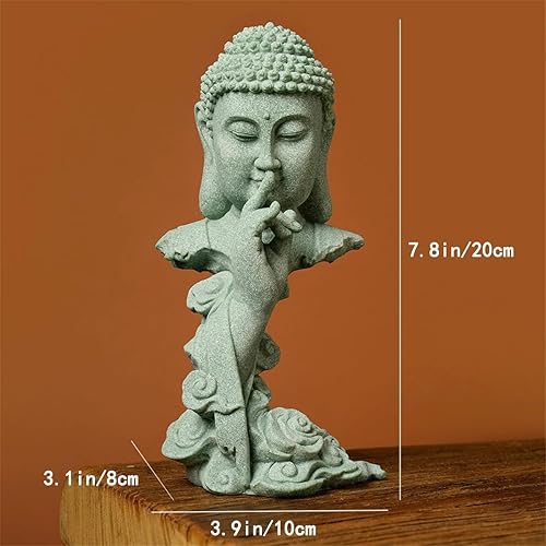 Miniatura 6 de livelyfish Estatua de Buda meditante, estatuas de jardín zen, piedra arenisca, pensador, escultura de Buda para pecera, acuario, decoración del
