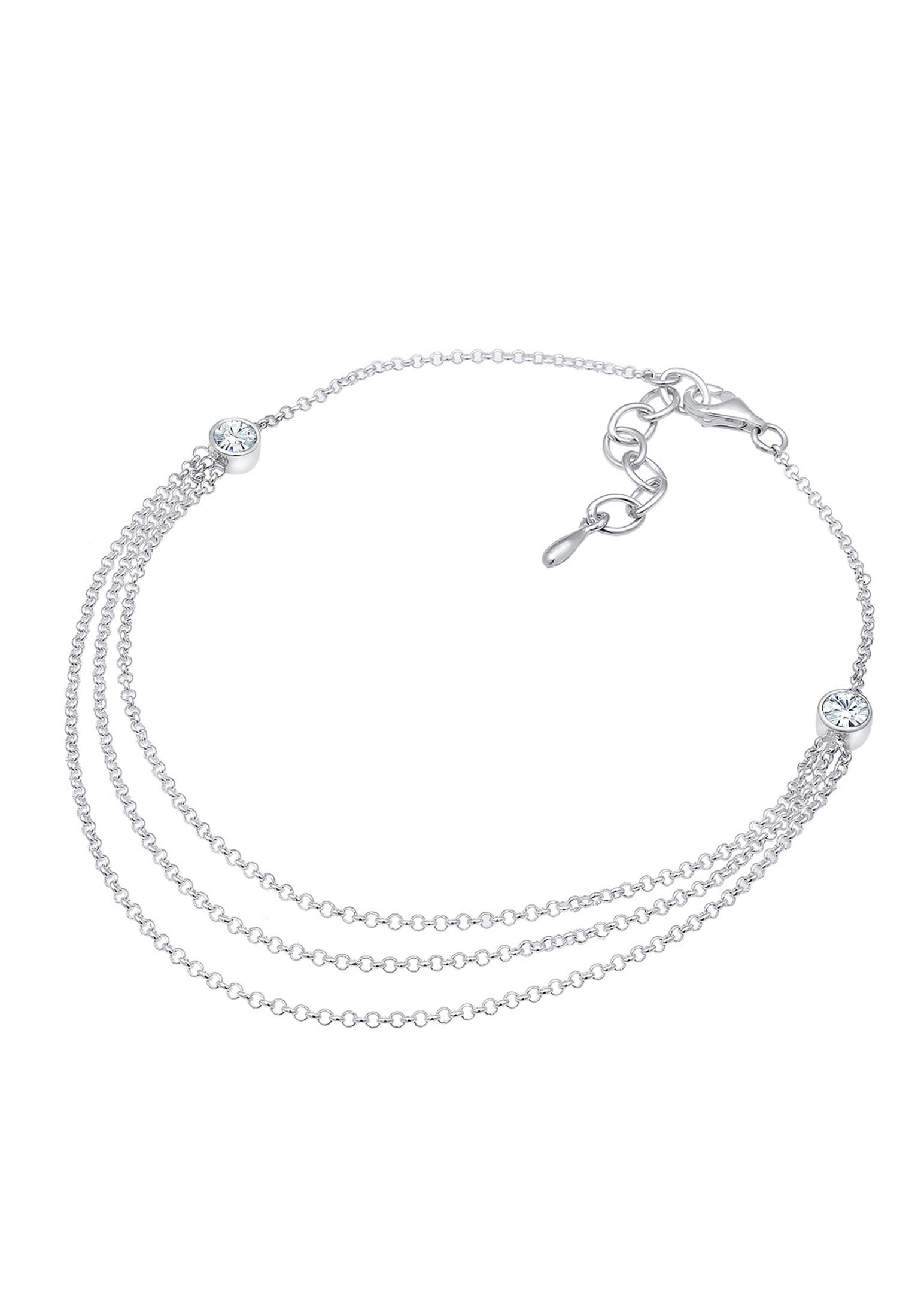 Elli Fußschmuck Damen Fußkettchen Solitär Sommer mit Kristalle 925 Silber