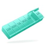 Barhon Pill Organizer Large, Weekly Pills Organizer Pill Box, Medicine Pill Organizer Travel, 7 Day Pill Case for Big Vitamins Supplements Fish Oil, Green