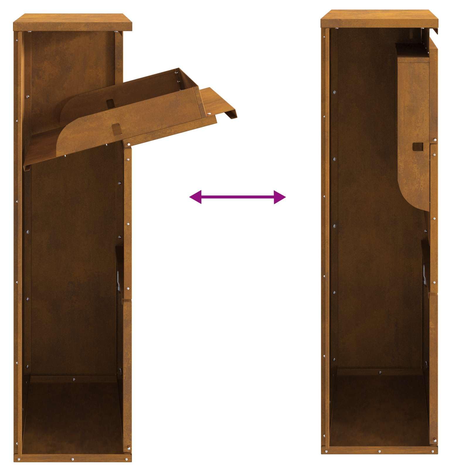 vidaXL Caja de Entrega de Paquetes con Puerta Oxidado 44 x 22 x 82 cm, Jardín y terraza, buzón Moderno, Resistente a la Intemperie, Elegante Almacenamiento de Paquetes