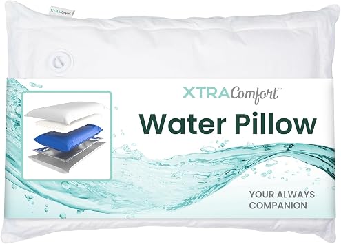 Xtra-Comfort Water Pillow 26x18 - Memory Foam Pillow for Side, Back, Stomach Sleepers with Adjustable Support