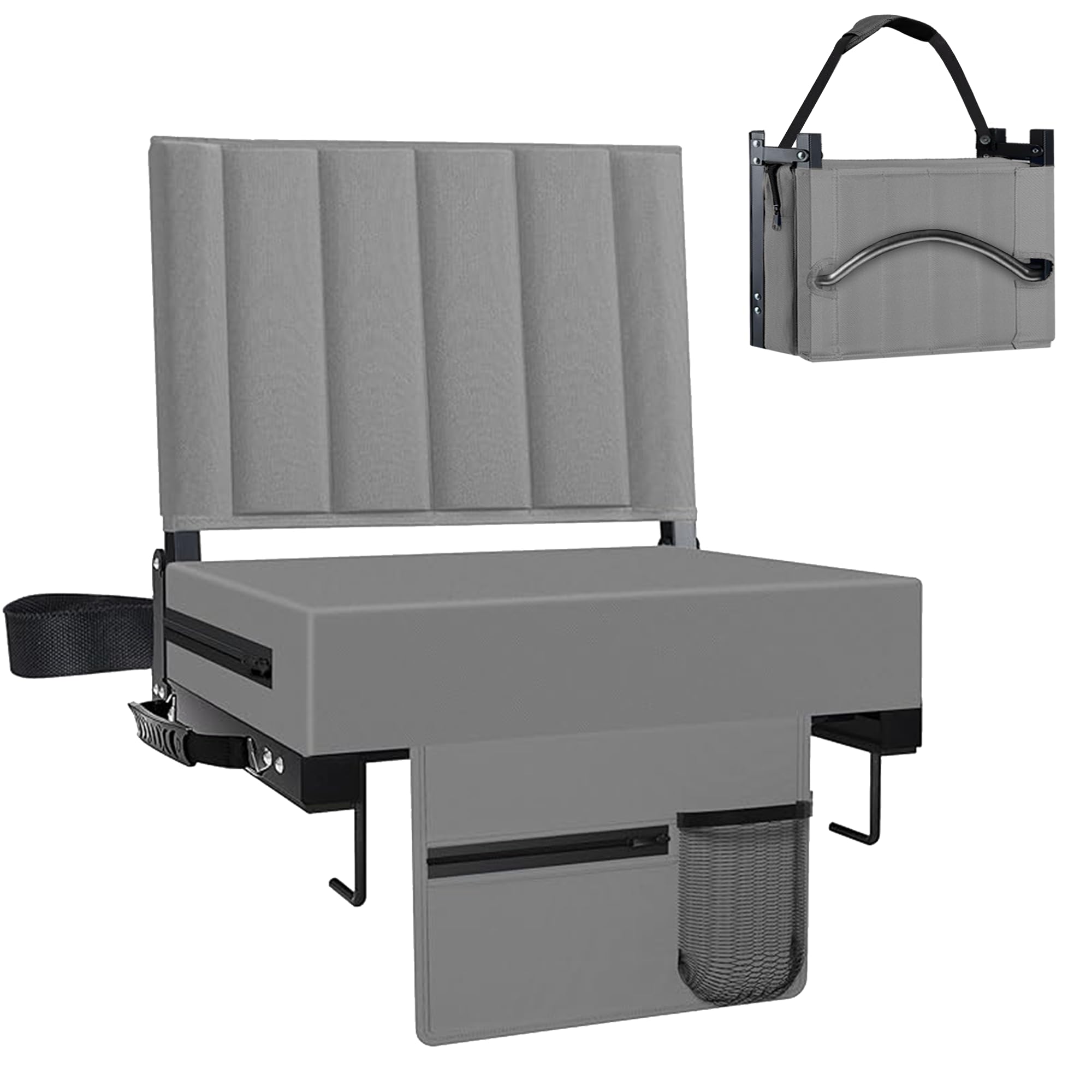 Aliphon Stadium Seat for Bleachers with Back Support and Cushion, Bleacher Seats with Shoulder Strap and Cup Holder, Padded Portable Folding Comfort