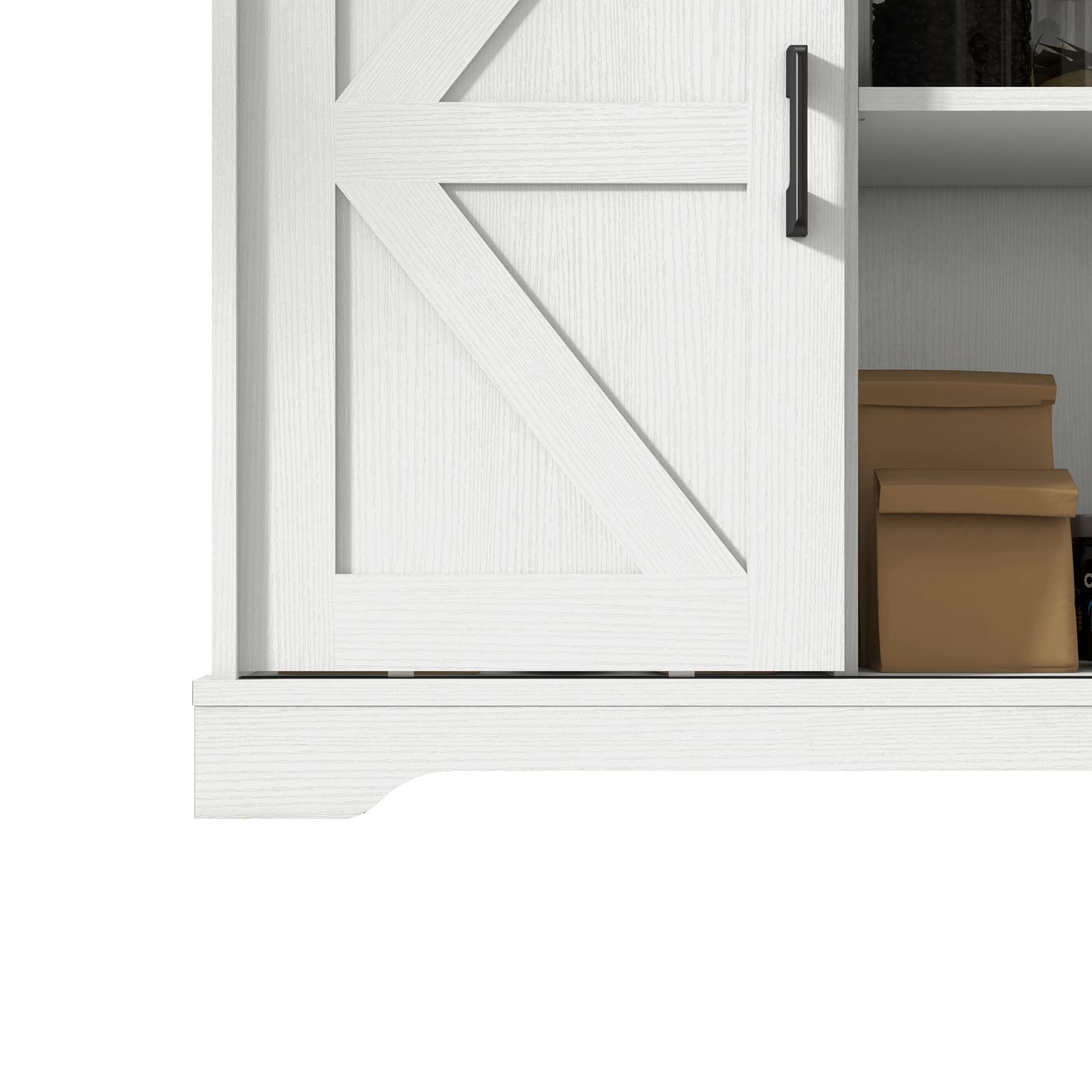 Panana Sideboard, Küchenschrank mit Schiebetür und Verstellbarem Regal, Aufbewahrungsschrank für Küche, Wohnzimmer, Esszimmer (Weiß), FRSB55