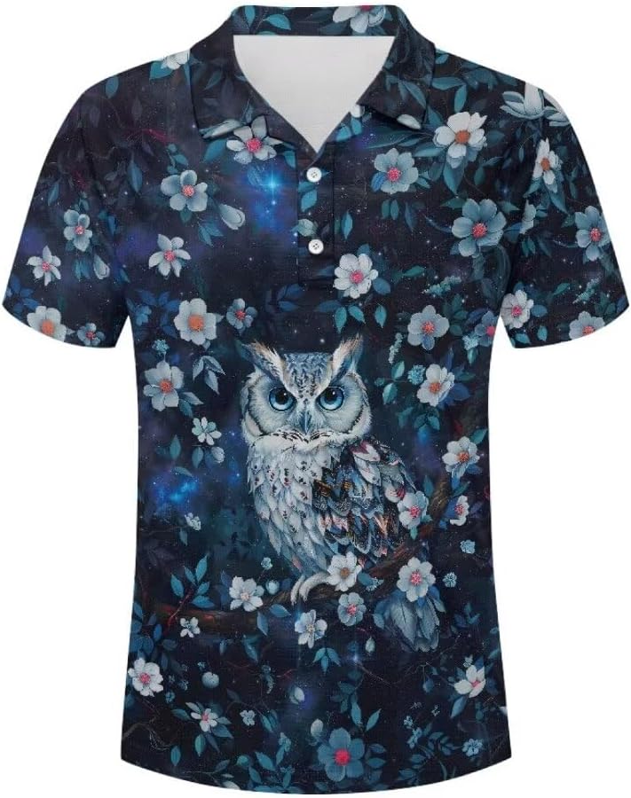 Pinupub Mens Animal Print Golf Polo Shirts Regular Fit Classic Casual Short Sleeve Summer Polo Shirt