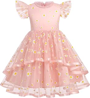 Girls Tutu Tulle Ruffle Sleeve A-line Princess Dresses for Birthday Party Pageant Evening Holiday Formal Occasion