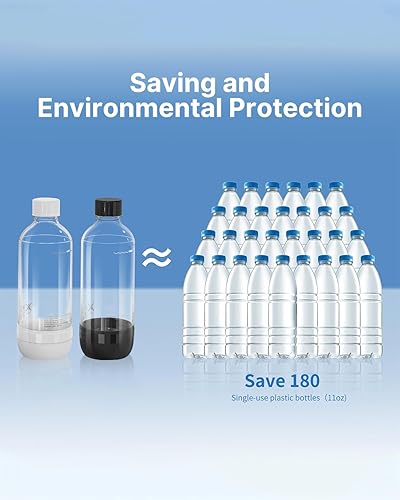 Miniatura 7 de Botellas para hacer refrescos, botellas de agua con gas reutilizables de 1 litro, botellas de carbonatación reutilizables, botella de repuesto para