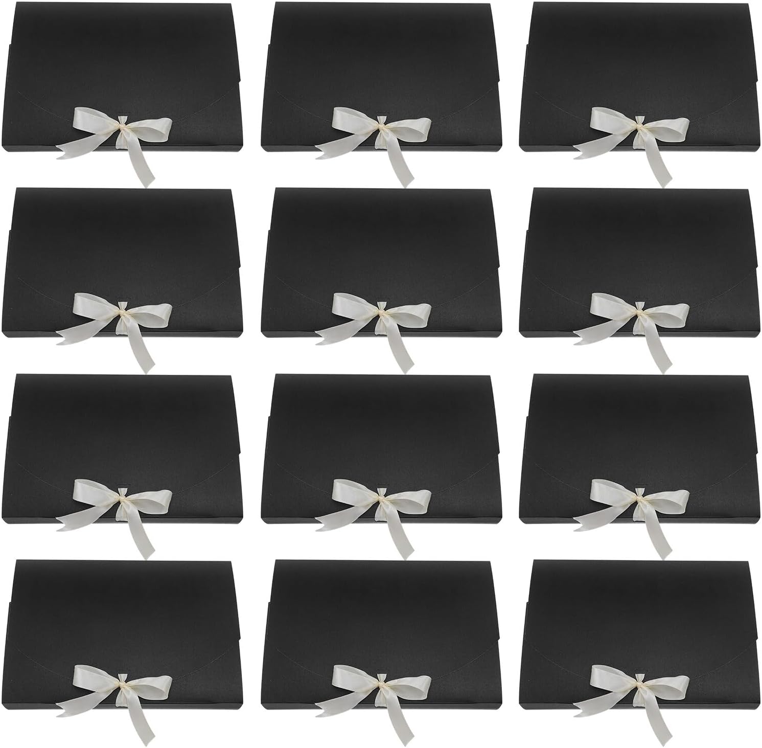 BESTonZON 20pcs Black Pearl Paper Boxes for Scarves and Wrapping, Rectangle Packaging Envelopes 26x17.5x3.5cm for Birthday Wedding Shower Party