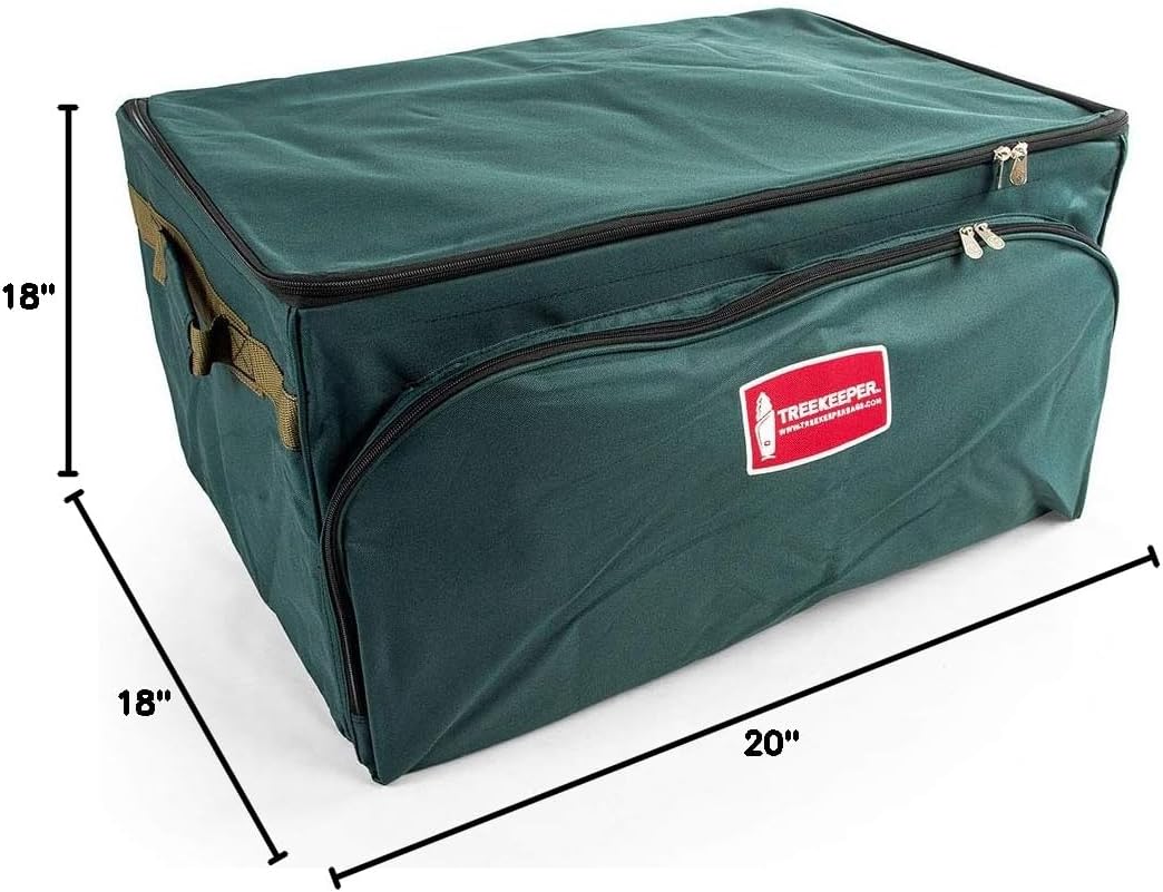 TreeKeeper (Green Christmas Ornament Storage Box with Dividers) - Deluxe Ornament Keeper - Holds 72 Ornaments up to 4 Inches in Diameter | 3 Removable Trays with Separators | Acid-Free Fabric Lining - Image 10