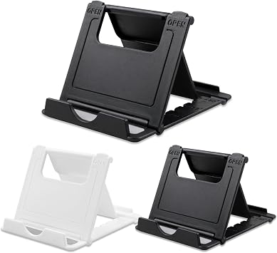 3-Pack Foldable Cell Phone Stand Holder Portable Adjustable Desk Kickstand for iPhone, iPad, Android, Kindle 2 Black & 1 White