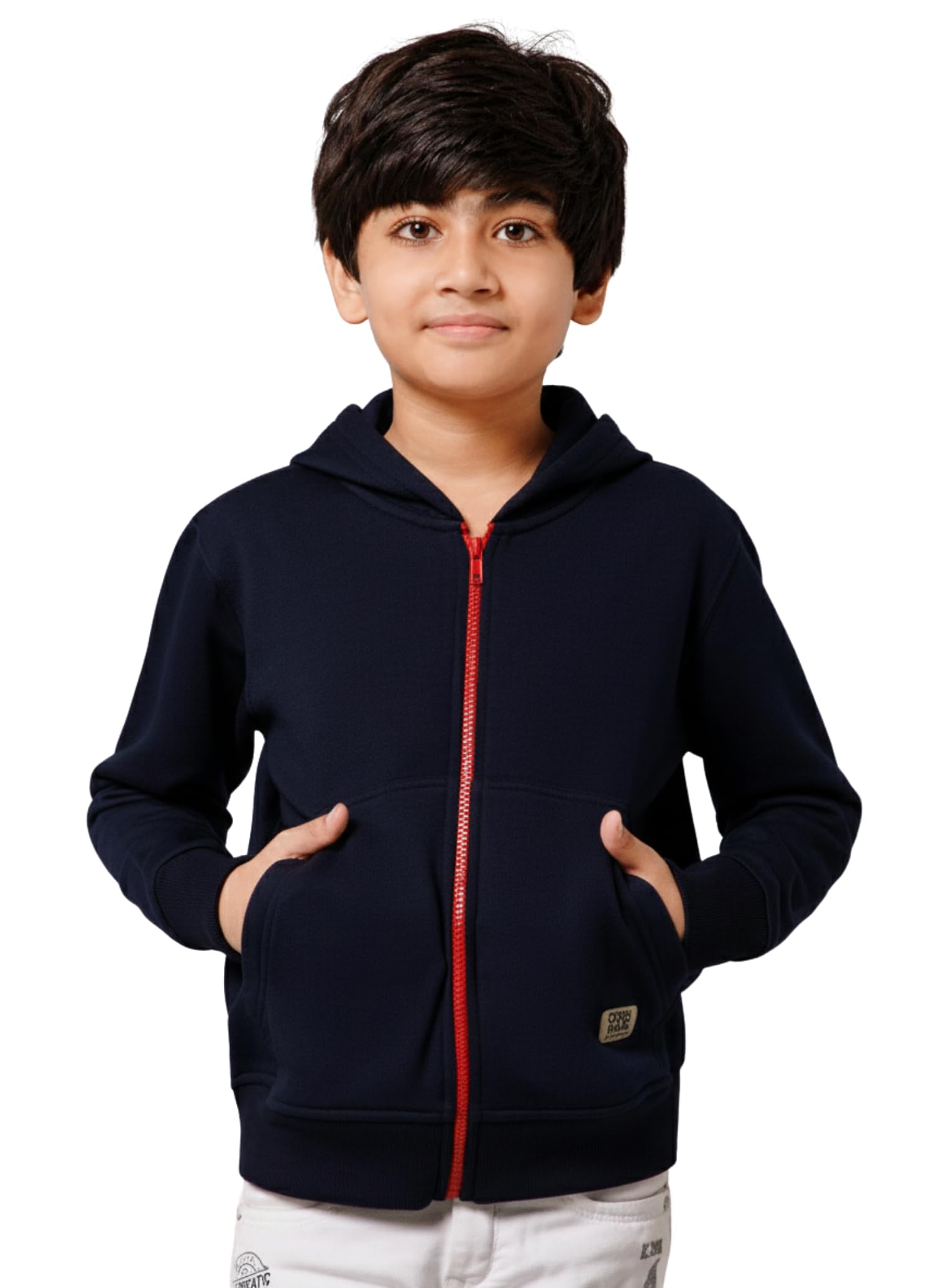 Alan Jones Clothing Boys Regular Fit Zipper Hooded Sweatshirt | Kangaroo Pocket & Drawstring Hood