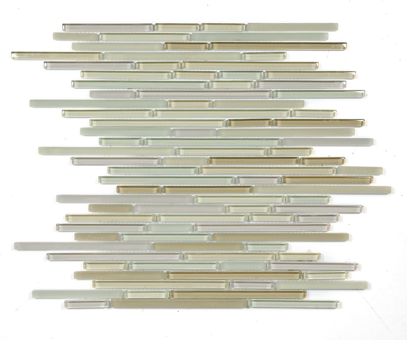 New Era Light Yellow 12 in. x 12 in. Interlocking Mixed Glass Mosaic Wall Tile (Brown)