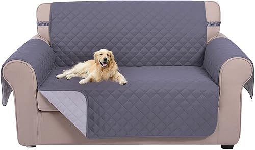 Miniatura 1 de U-NICE HOME Funda de sofá de dos plazas, reversible, para sofá de 2 cojines, funda protectora de muebles con correas elásticas, resistente al agua