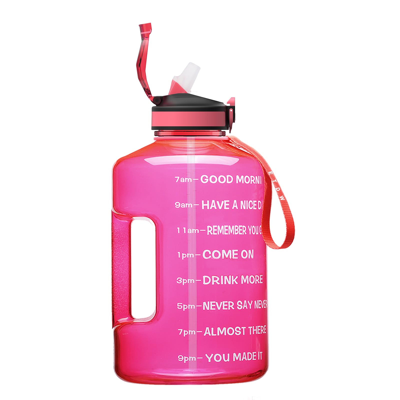 ETDW Gallon Water Bottle with Straw and Time Marker, 128OZ/74OZ Huge Sport Drinking Bottle with Handle BPA Free, Leakproof Big Water Container for Fitness, Gym, Yoga and Outdoor
