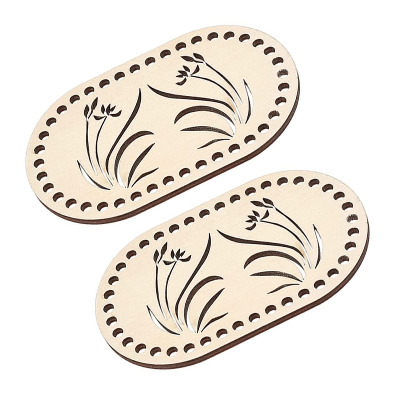 OHPHCALL 2Pcs Wooden Bag Bottoms with Grass Pattern DIY Crochet Supplies for Custom Bags Baskets Smooth Surface Durable Design for Crafting Present Making