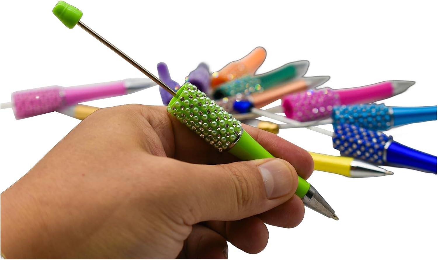 36 Pcs DIY Beadable Pens Plastic Fancy Bead Pens Kit Bulk Bling Diamond Beaded Ballpoint Cute Pens for Teacher Students School Office Home…