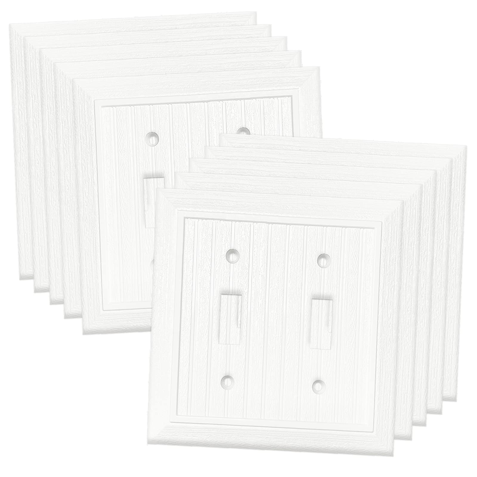 Moderna placa de pared decorativa retro diseño de grano de madera cubierta de interruptor para interruptor de luz, interruptor inteligente, regulador, GFCI, toma USB (paquete de 10, doble palanca)