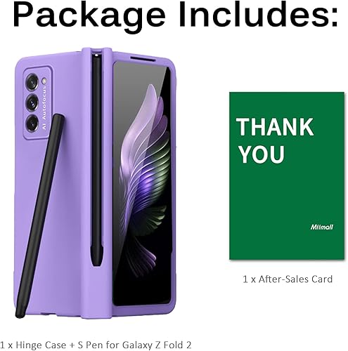 Miniatura 8 de Miimall Funda compatible con Samsung Galaxy Z Fold 2 con bisagra S Pen, con bisagras, lápiz capacitivo, soporte para bolígrafo + protector de