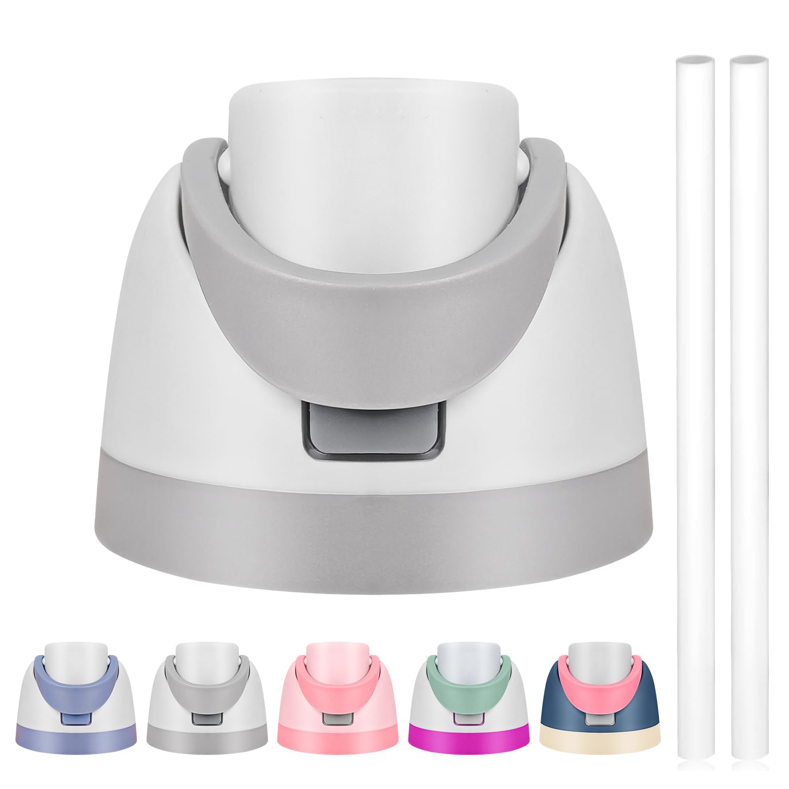 Replacement Lid for Owala Freesip, Compatible with Owala Cup 16oz 24oz 32oz 40oz, One Button Water Bottle Top Lid Replacement Accessory and Straws, Leakproof, BPA-Free (A white)